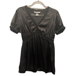 ☀️Nygard Collection - Classy Silk Black Shortsleeved Blouse Top - Size 10 (M/L)